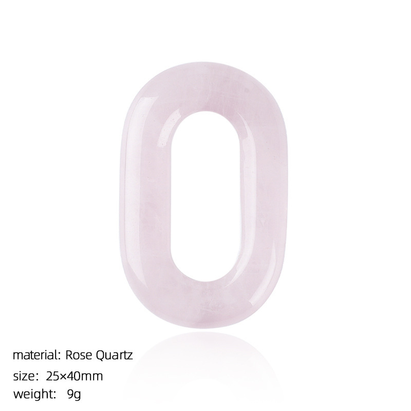 Natural Stone Oval O-Ring Pendant 25×40mm Large Hole Crystal & Jadeite Carved Loop Connector for DIY Necklace Jewelry Making
