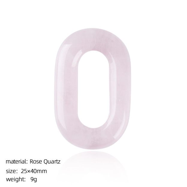 Natural Stone Oval O-Ring Pendant 25×40mm Large Hole Crystal & Jadeite Carved Loop Connector for DIY Necklace Jewelry Making