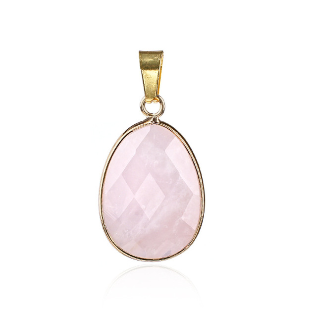 Elegant Oval-Shaped Crystal Pendant with Double Facet Copper Edge Necklace for Fashion