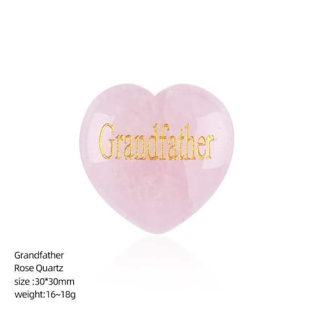 Natural Pink Stone Heart Keepsake with Family Words Engraving, Mother Father Aunt Grandmother Inspirational Gift Decoration
