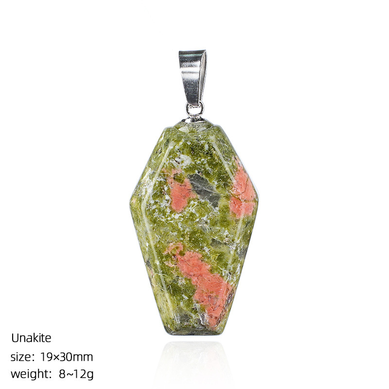 Natural Coffin-Shaped Crystal Pendant Necklace, Faceted Gemstone Coffin Charm, Gothic Style Stone Jewelry for Daily Wear or Seasonal Styling