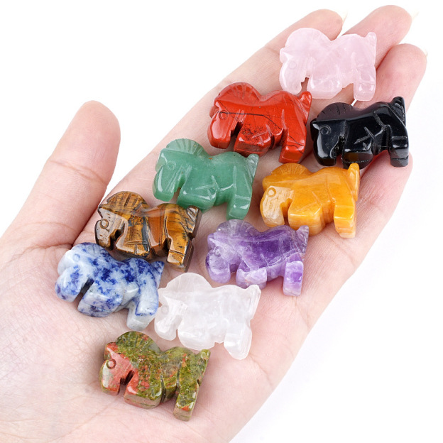Natural Stone Horse Figurine Mini Animal Carving Decorative Table Ornament Small Horse Sculpture Home Desk Decor