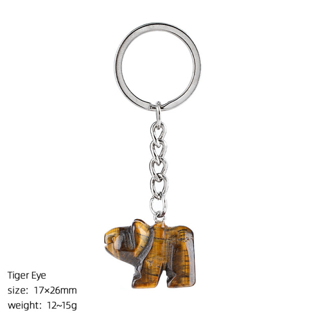 Natural Stone Polar Bear Keychain Animal Shape Hand Carved Bag Pendant Creative Cute Bear Key Ring Gift Accessory