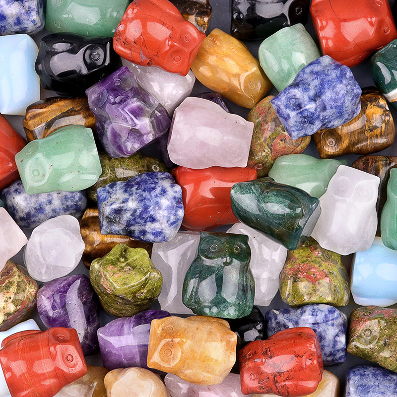 Natural Stone Owl Mini Figurine Hand Carved Animal Desk Decor Small Owl Statue Home Display Collectible Ornament Gift