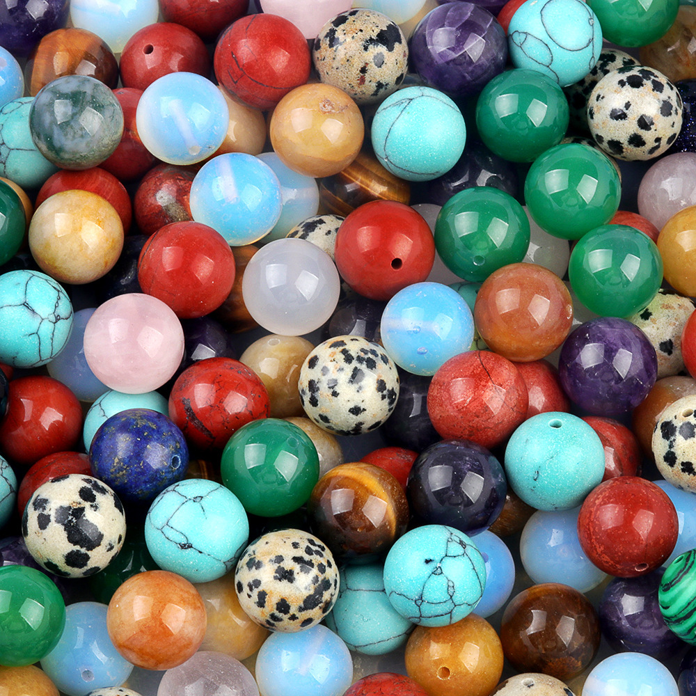 12mm Natural Stone Half Drilled Round Beads for DIY Earrings