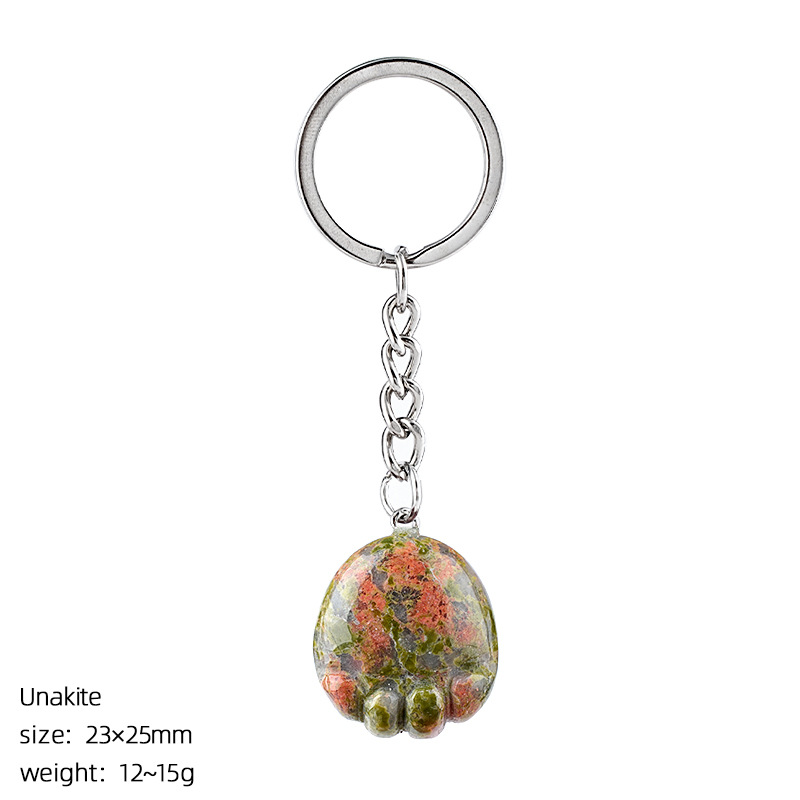Natural Crystal Paw Keychain, Cute Stone Cat Paw Charm for Bag Decoration, Key Ring Accessory, DIY Pendant and Everyday Gift