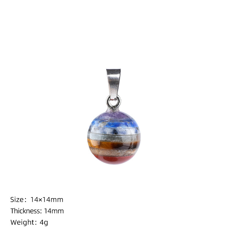Seven Chakra Style Layered Gemstone Pendant Color Block Crystal Necklace Heart Moon Star Charm26022105