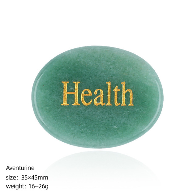 Natural Crystal Engraved Palm Stone, Oval Affirmation Worry Stone Massage Stone for Relaxation, Motivation, Gift, Desk Decor and Wholesale