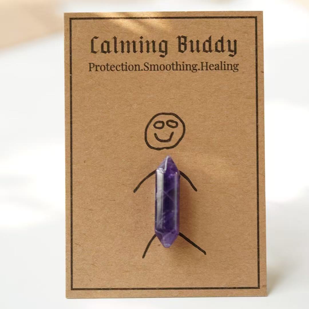 Natural Crystal Double Terminated Point with Message Card, Hand-Polished Healing Stone Gift for Mindfulness, Display & Resale