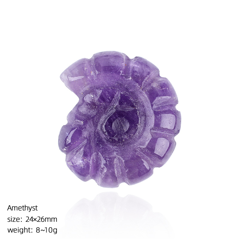 Natural Crystal Sea Shell - Double-Sided Carved Snail Shaped Home Decor for Miniature Scene with No Hole