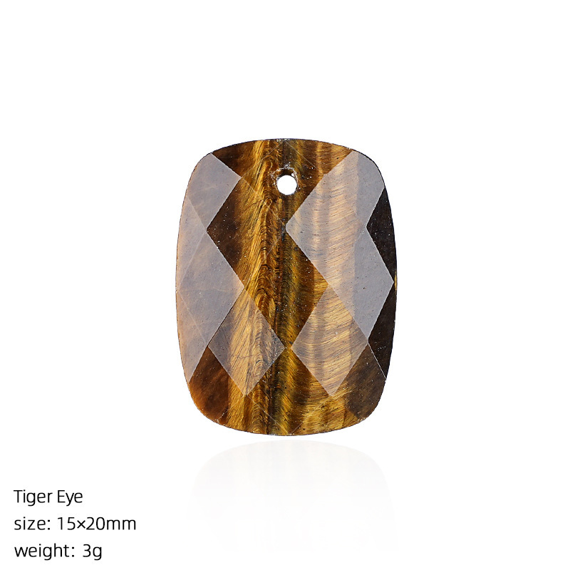 Natural Stone Faceted Rectangle Pendant Charm for DIY Necklace Bracelet Earrings Hair Accessories Craft Pendant