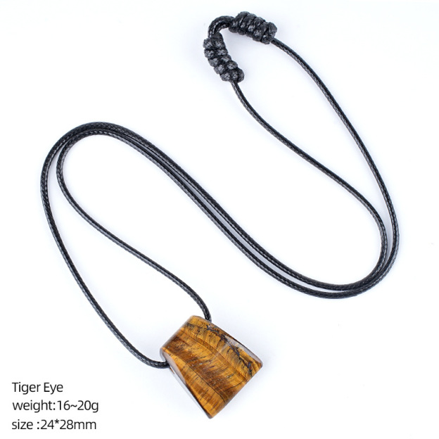 Natural Stone Axe Shape Pendant Necklace Adjustable Rope Hand Carved Vintage Style Large Hole Pendant Necklace