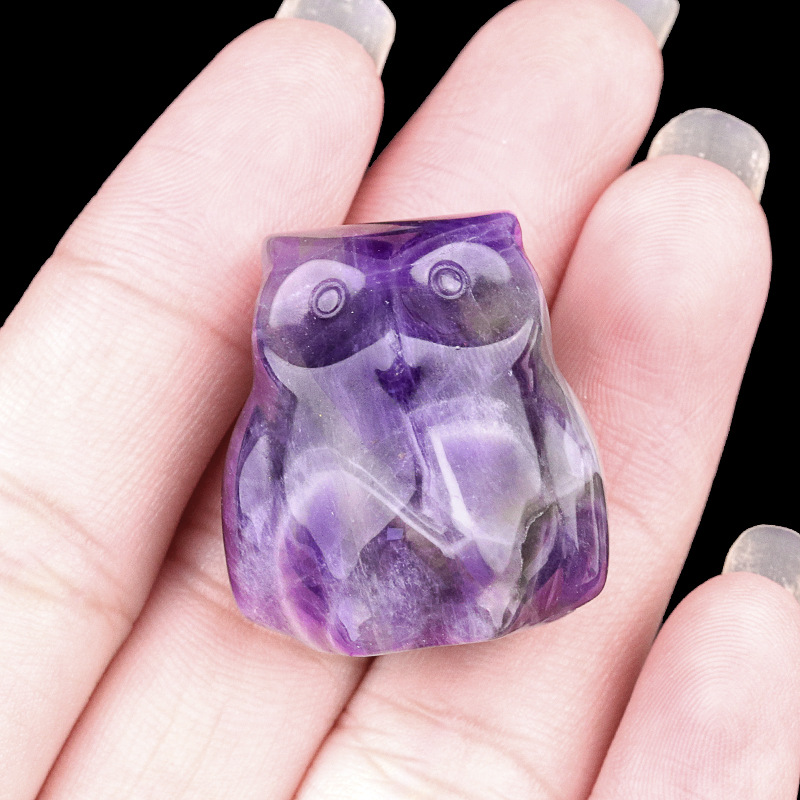 Natural Stone Owl Mini Figurine Hand Carved Animal Desk Decor Small Owl Statue Home Display Collectible Ornament Gift