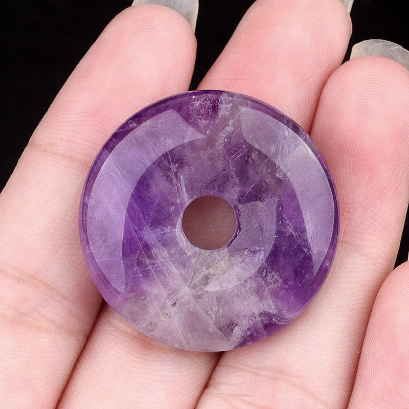 Natural Stone Donut Circle Pendant DIY Necklace Charm Round Large Hole Amulet Style Smooth Polished Minimalist Fashion Accessory