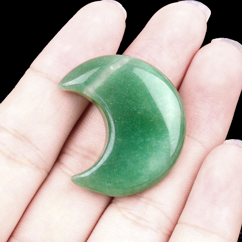 Natural Crystal Moon Charm Crescent Stone Carving No Hole