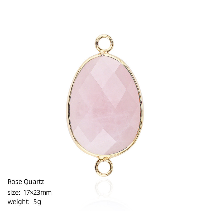 Natural Crystal Faceted Connector Charm, Gold Wrapped Double Loop Gemstone Pendant for DIY Bracelet, Necklace and Handmade Jewelry Making