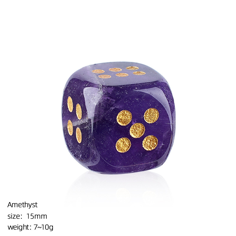Natural Gemstone Dice Rounded Edge 15mm Crystal Dice for Board Games and Collection