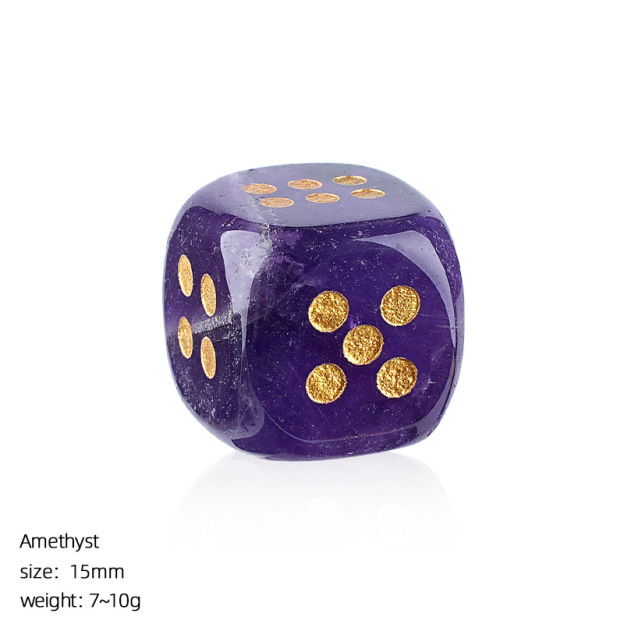Natural Gemstone Dice Rounded Edge 15mm Crystal Dice for Board Games and Collection