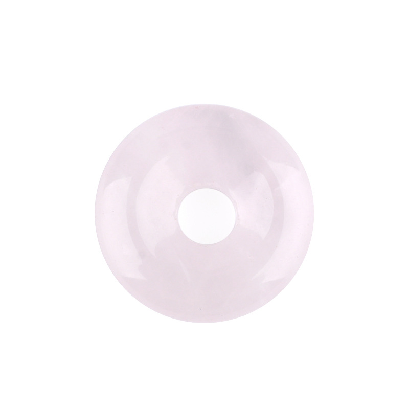 Natural Gemstone Donut Pendant Large Hole Round Peace Buckle Crystal Necklace DIY Charm26022107