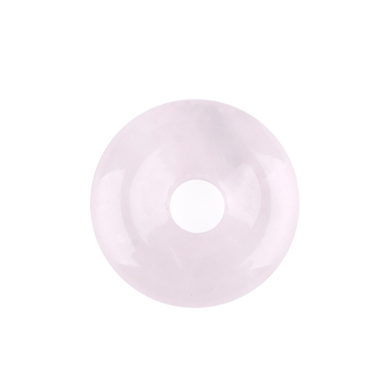 Natural Gemstone Donut Pendant Large Hole Round Peace Buckle Crystal Necklace DIY Charm26022107