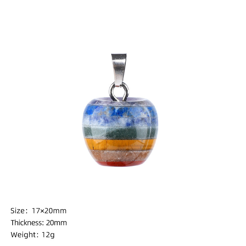 Seven Chakra Style Layered Gemstone Pendant Color Block Crystal Necklace Heart Moon Star Charm26022105