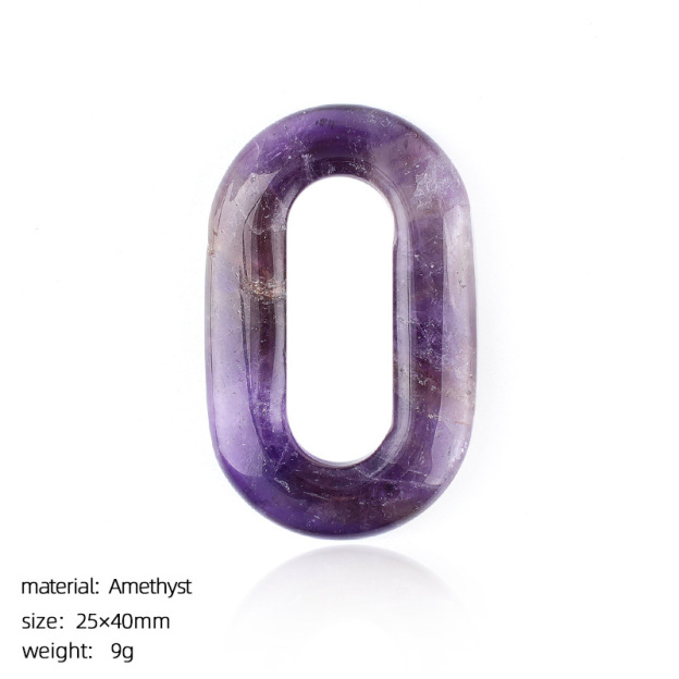 Natural Stone Oval O-Ring Pendant 25×40mm Large Hole Crystal & Jadeite Carved Loop Connector for DIY Necklace Jewelry Making