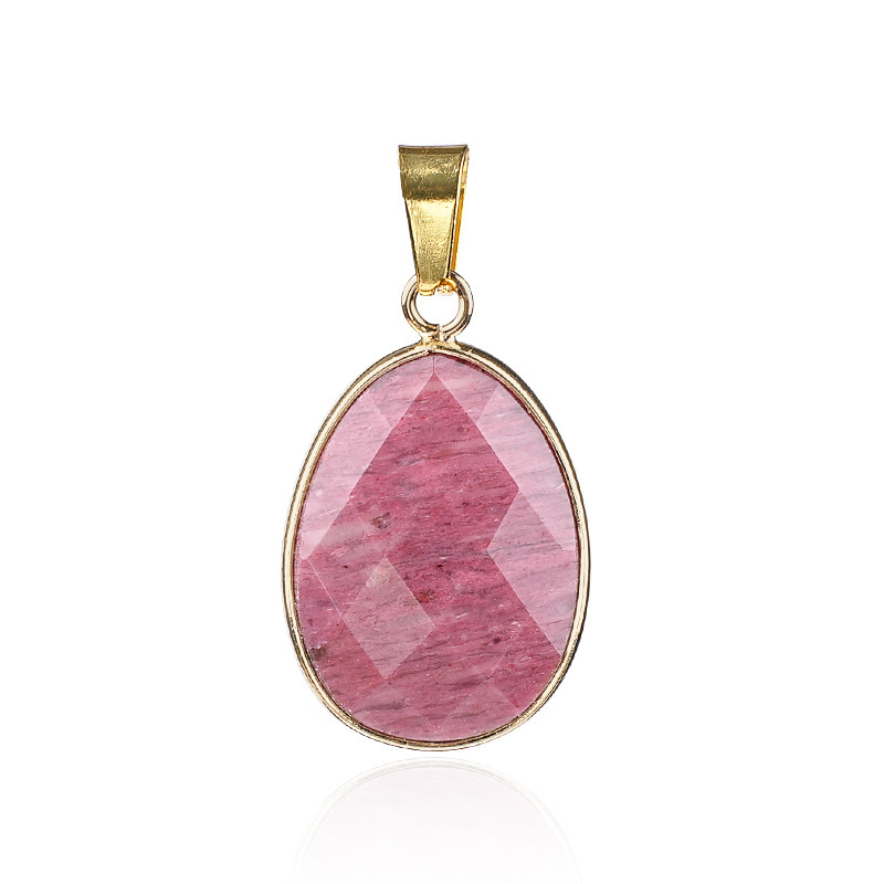 Elegant Oval-Shaped Crystal Pendant with Double Facet Copper Edge Necklace for Fashion
