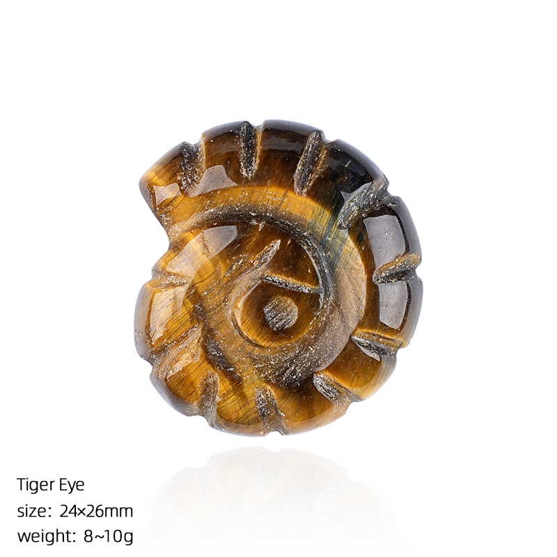 Natural Crystal Sea Shell - Double-Sided Carved Snail Shaped Home Decor for Miniature Scene with No Hole