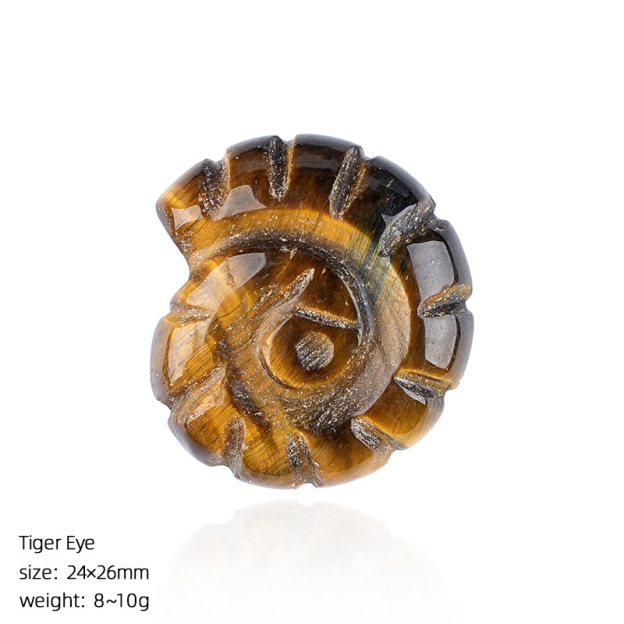 Natural Crystal Sea Shell - Double-Sided Carved Snail Shaped Home Decor for Miniature Scene with No Hole