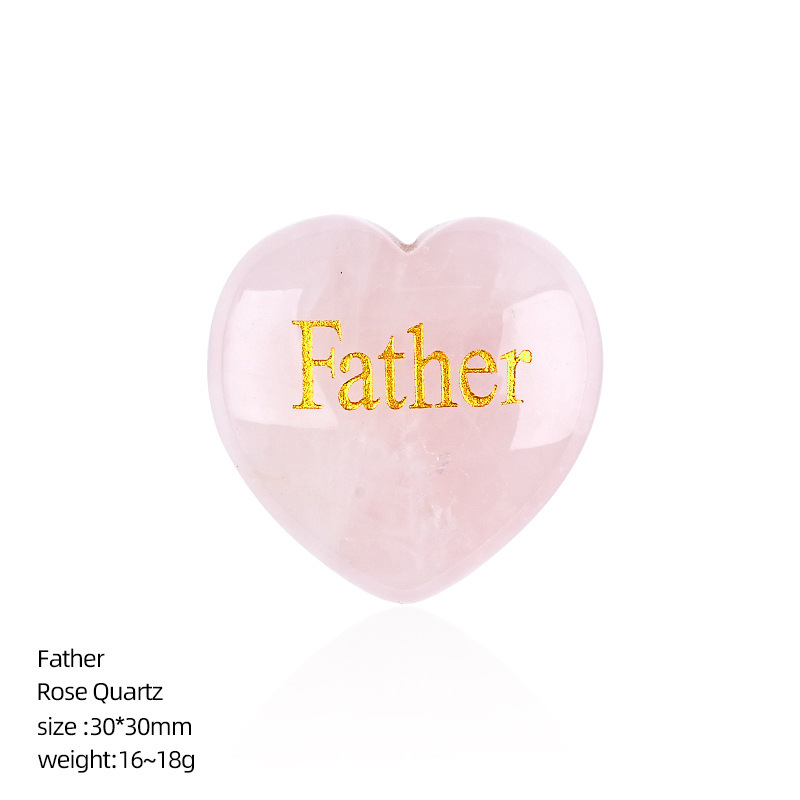 Natural Pink Stone Heart Keepsake with Family Words Engraving, Mother Father Aunt Grandmother Inspirational Gift Decoration