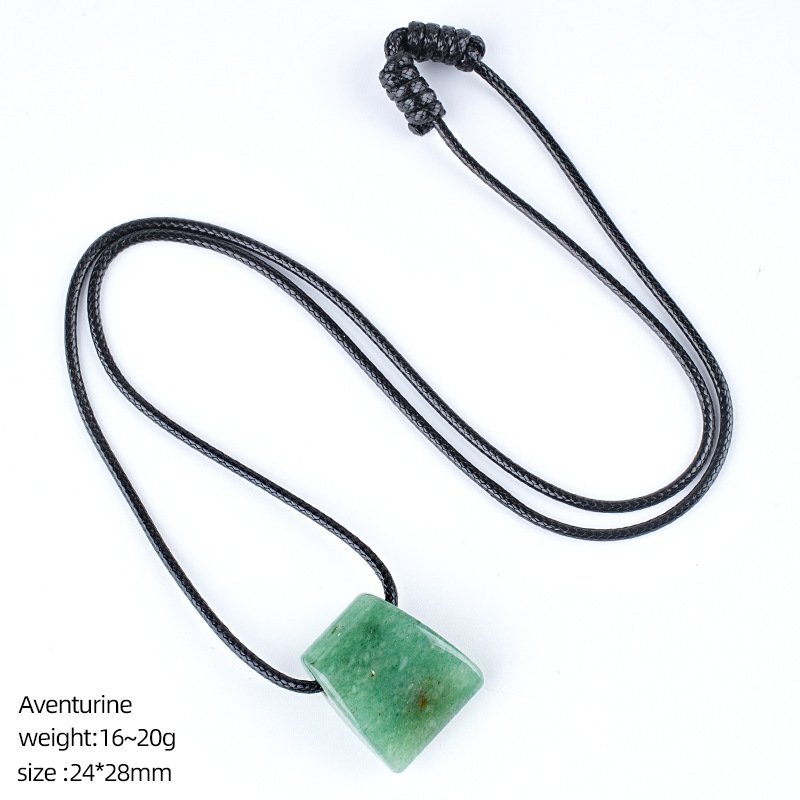 Natural Stone Axe Shape Pendant Necklace Adjustable Rope Hand Carved Vintage Style Large Hole Pendant Necklace