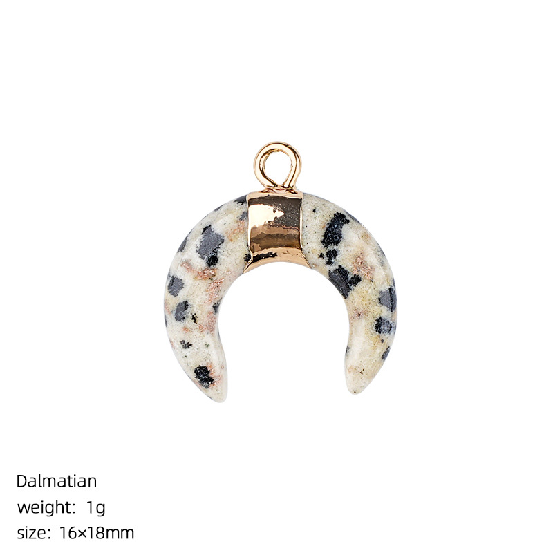 Natural Stone Crescent Moon Pendant Necklace Handcrafted with Adjustable Rope