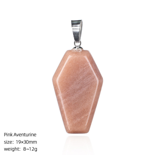 Natural Coffin-Shaped Crystal Pendant Necklace, Faceted Gemstone Coffin Charm, Gothic Style Stone Jewelry for Daily Wear or Seasonal Styling
