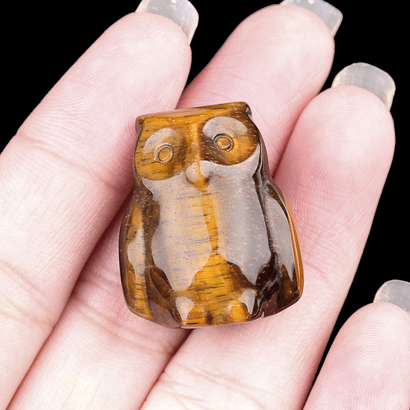 Natural Stone Owl Mini Figurine Hand Carved Animal Desk Decor Small Owl Statue Home Display Collectible Ornament Gift