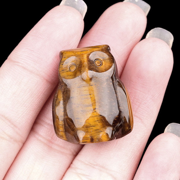 Natural Stone Owl Mini Figurine Hand Carved Animal Desk Decor Small Owl Statue Home Display Collectible Ornament Gift