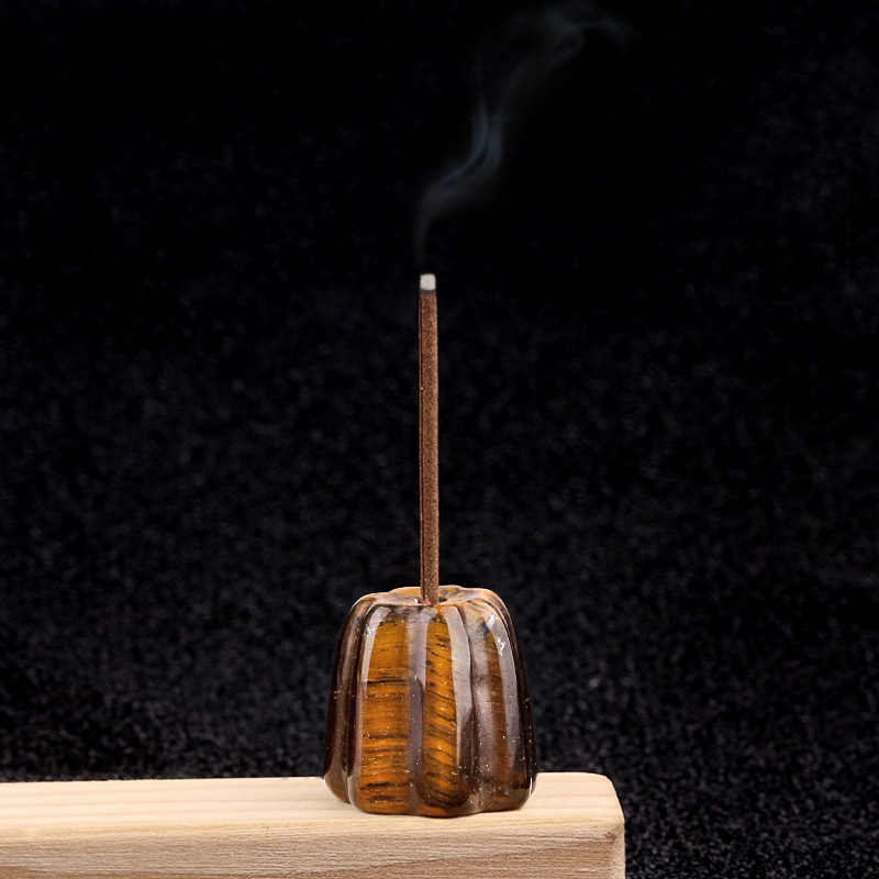 Natural Crystal Flower Incense Holder, Carved Agate Stone Stick Incense Base Mini Aromatherapy Holder Decorative Crystal Burner Ornament