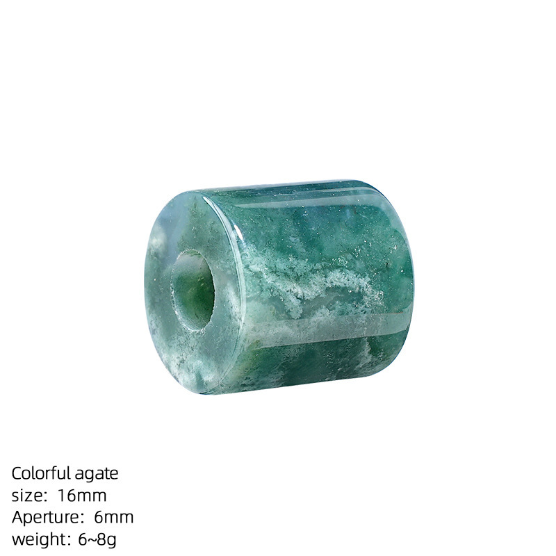 Natural Stone Cylinder Large Hole Beads, 16mm Crystal Agate Barrel Loose Beads with 6mm Hole for DIY Bracelets, Necklaces and Jewelry Accessories