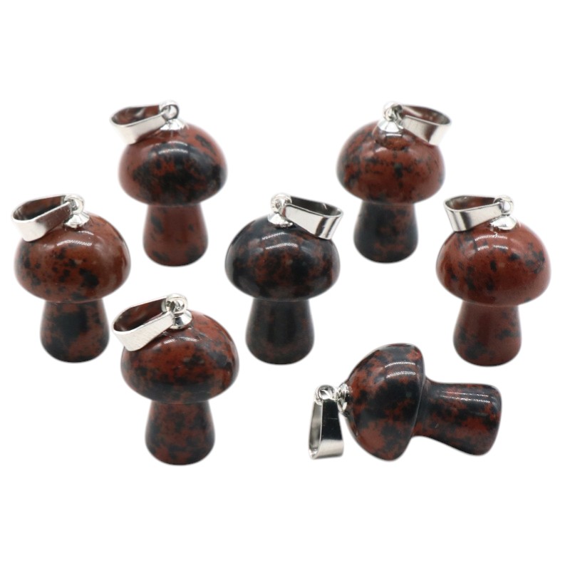 Natural Crystal Mushroom Pendant, Small Stone Mushroom Charm for DIY Necklace, Keychain, Jewelry Making and Cute Everyday Accessories