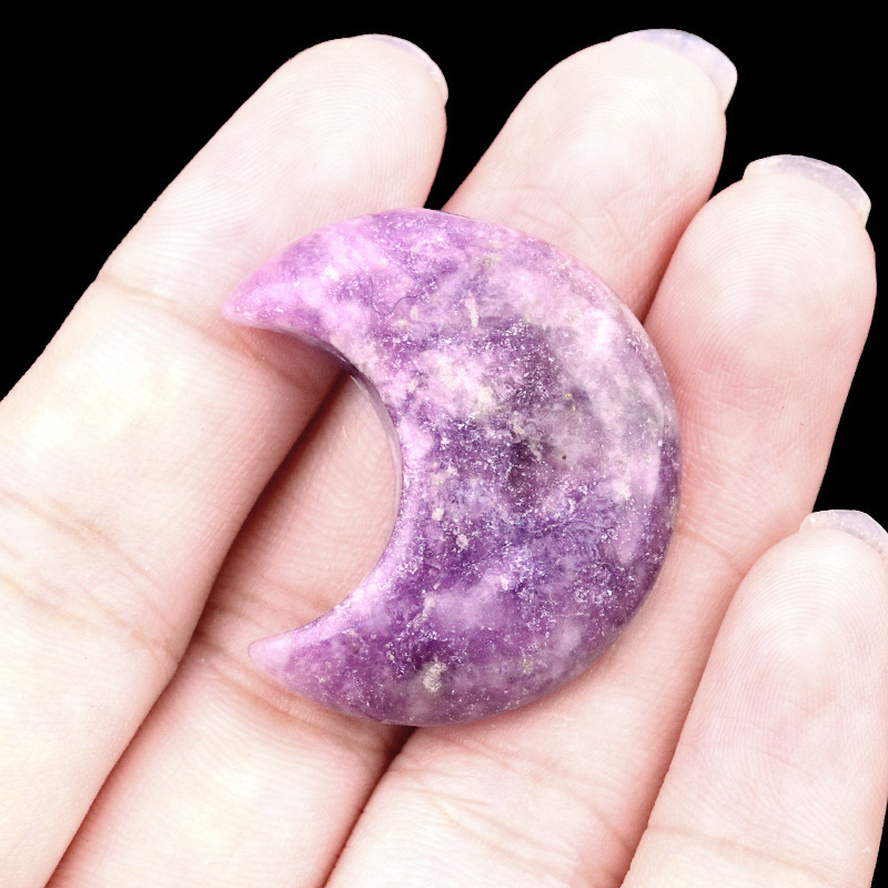 Natural Crystal Moon Charm, Crescent Stone Carving No Hole Pendant for DIY Jewelry Making, Decorative Crafts and Handmade Accessory Projects
