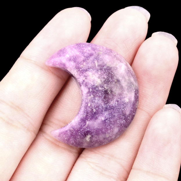 Natural Crystal Moon Charm, Crescent Stone Carving No Hole Pendant for DIY Jewelry Making, Decorative Crafts and Handmade Accessory Projects