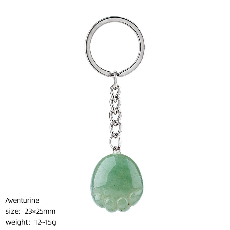 Natural Crystal Paw Keychain, Cute Stone Cat Paw Charm for Bag Decoration, Key Ring Accessory, DIY Pendant and Everyday Gift