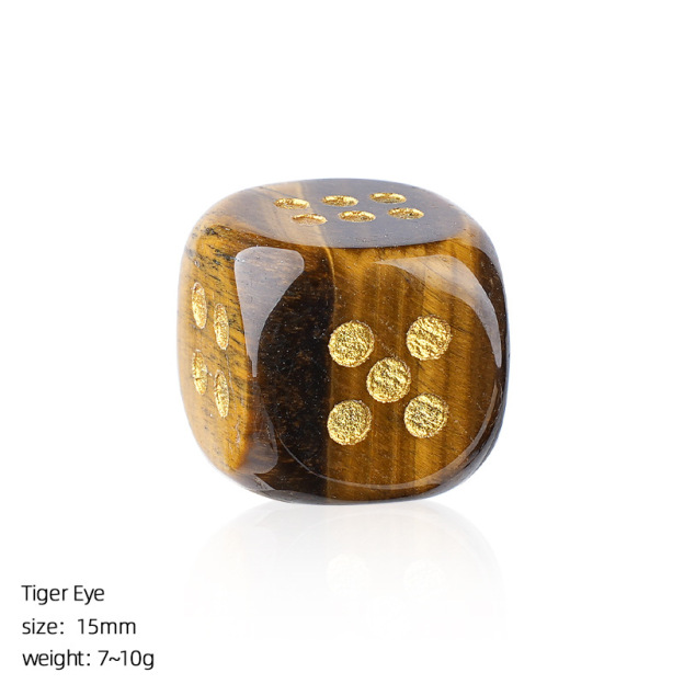 Natural Gemstone Dice Rounded Edge 15mm Crystal Dice for Board Games and Collection
