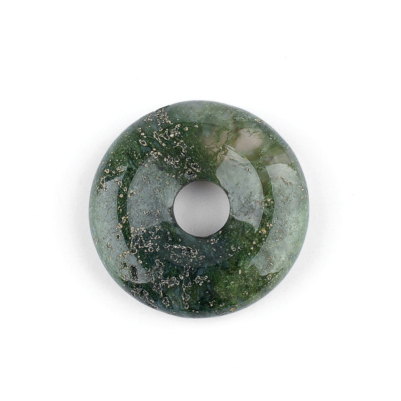 Natural Gemstone Donut Pendant Large Hole Peace Buckle
