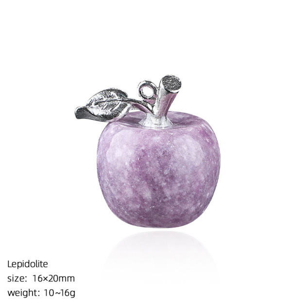 Crystal Fruit Pendant with Leaf, Multi-Color Stone Charm for DIY Necklace or Craft Projects