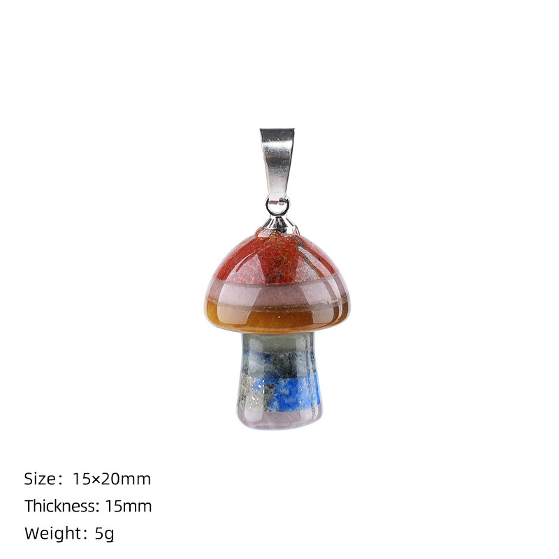 Seven Chakra Style Layered Gemstone Pendant Color Block Crystal Necklace Heart Moon Star Charm26022105