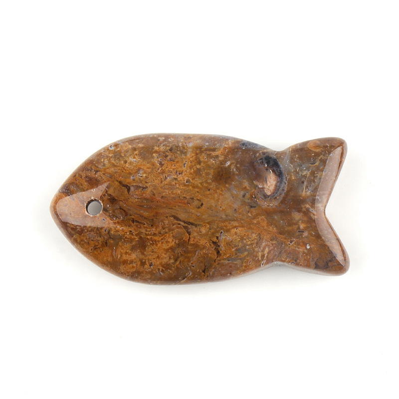 Natural Stone Fish Shape Pendant, DIY Fish-shaped Necklace, Creative Carved Stone Fish Pendant