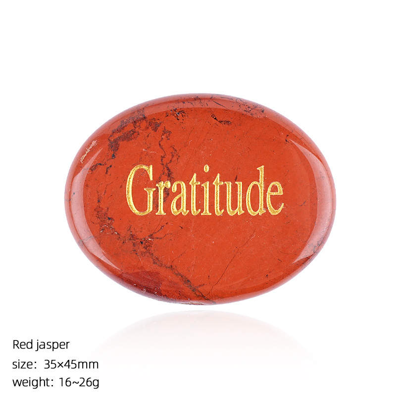Natural Crystal Engraved Palm Stone, Oval Affirmation Worry Stone Massage Stone for Relaxation, Motivation, Gift, Desk Decor and Wholesale