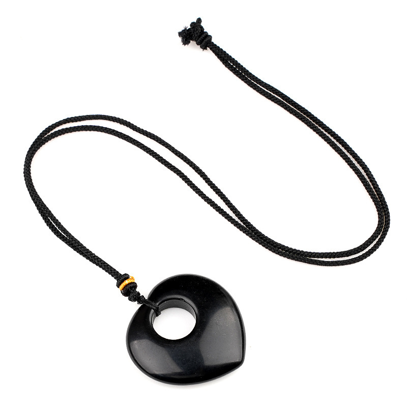 Natural Crystal Heart Stone Necklace, Love Heart Sweater Chain Pendant, Gemstone Heart Charm Long Necklace Gift Jewelry Accessory