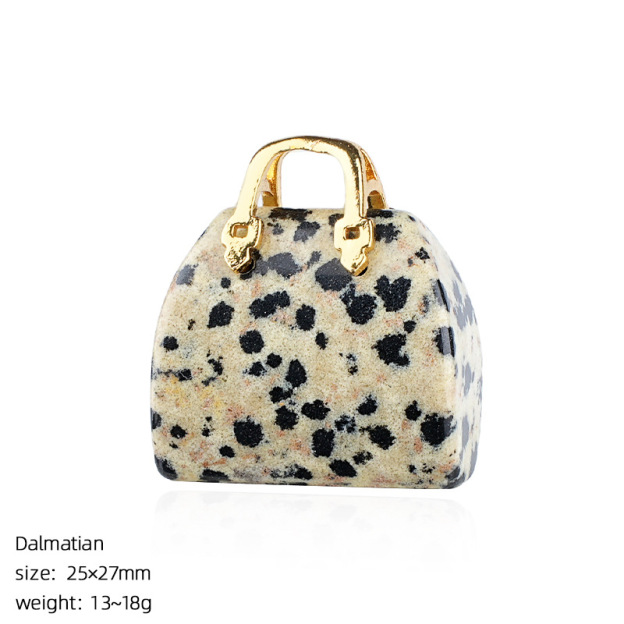Natural Stone Mini Handbag Pendant, Agate Crystal Bag Charm for Necklace, DIY Decoration or Display Piece