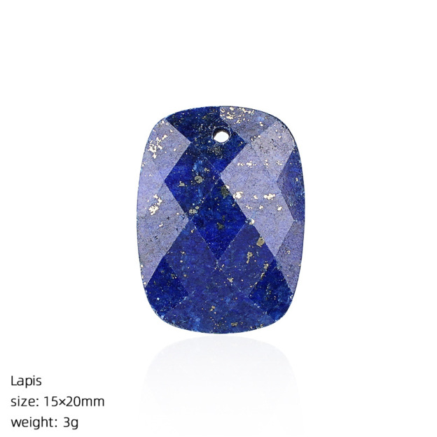 Natural Stone Faceted Rectangle Pendant Charm for DIY Necklace Bracelet Earrings Hair Accessories Craft Pendant